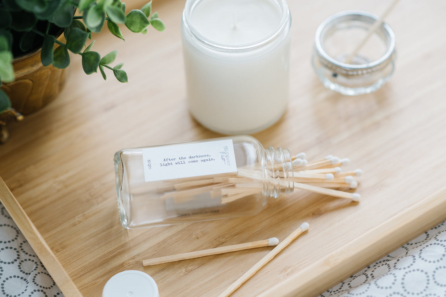 3 Pack - Long Stick Matches in Apothecary Glass Bottle Home Decor Wedding Favor White Accessories Lifestyle Candle Matches eco friendly gift