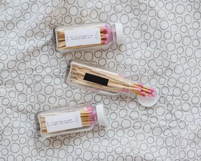 3 Pack - Long Stick Matches in Apothecary Glass Bottle Home Decor Wedding Favor White Accessories Lifestyle Candle Matches eco friendly gift
