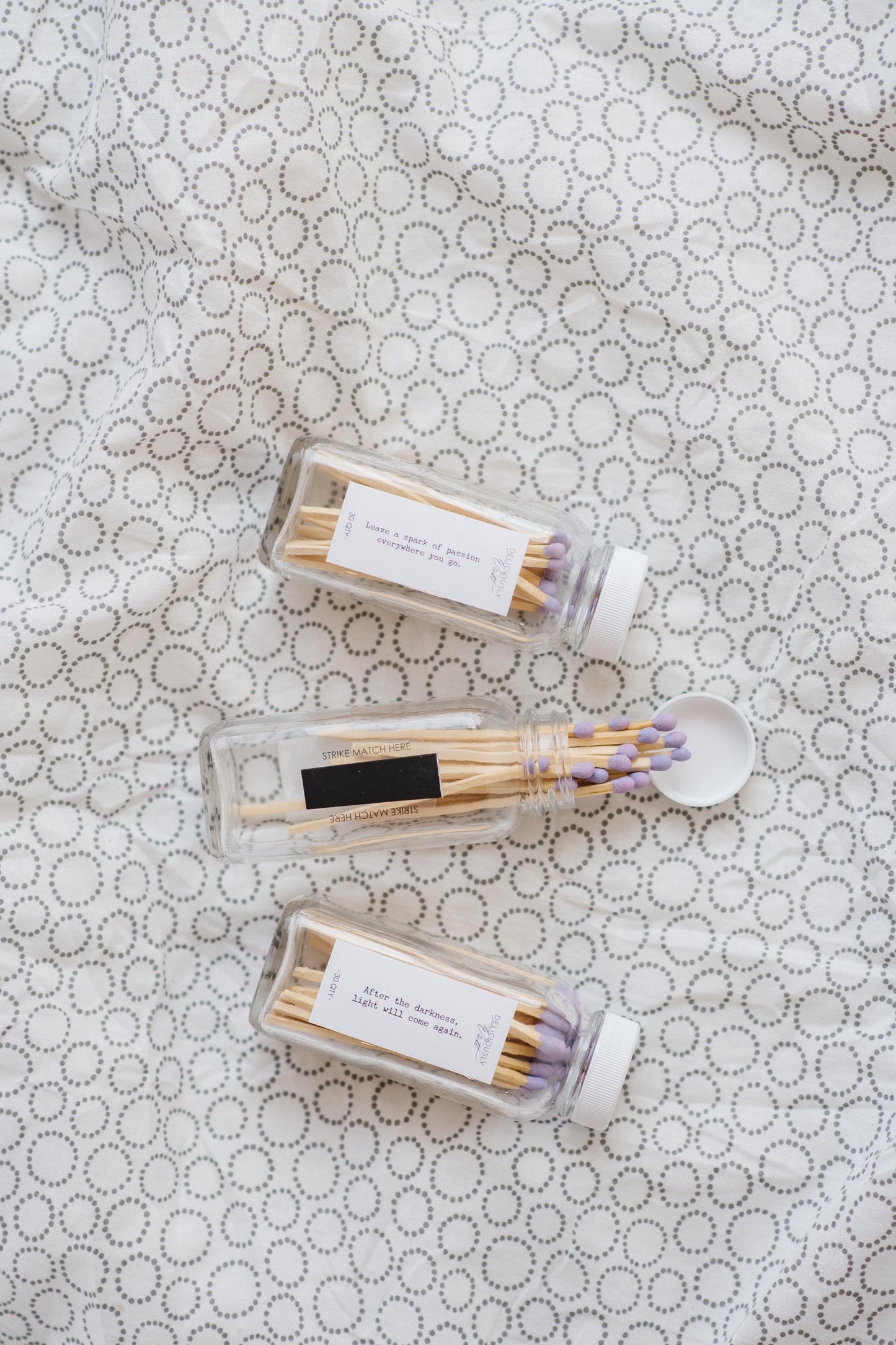 3 Pack - Long Stick Matches in Apothecary Glass Bottle Home Decor Wedding Favor White Accessories Lifestyle Candle Matches eco friendly gift