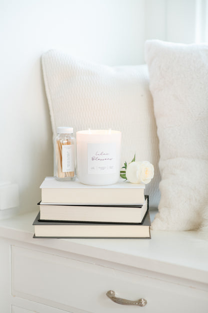 Glossy White Vessel - 17oz Soy Candle - Rose Gold Lid & Double Cotton Wick