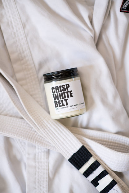 Crisp White Belt - Jiujitsu/Martial Arts - 8oz Scented Soy Candle