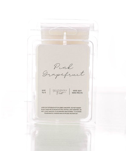 Deliciously Wickt Pink Grapefruit scented soy wax melts in a six-cube package.