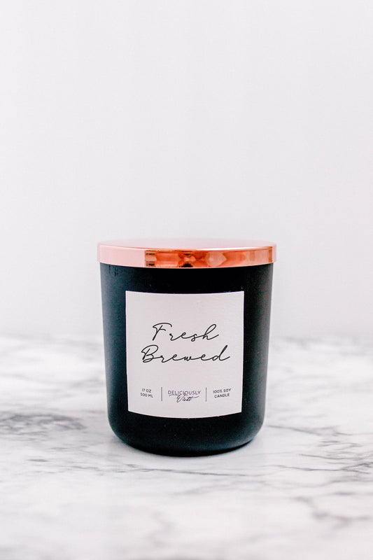 17oz Scented Soy Candle - Matte Black Rose Gold Lid & Double Cotton Wick