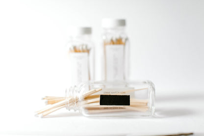 3 Pack - Long Stick Matches in Apothecary Glass Bottle Home Decor Wedding Favor White Accessories Lifestyle Candle Matches eco friendly gift