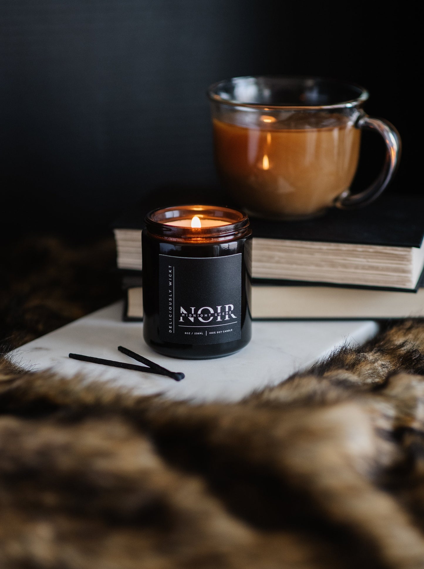 Midnight Suede - 8oz Scented Soy Candle NOIR