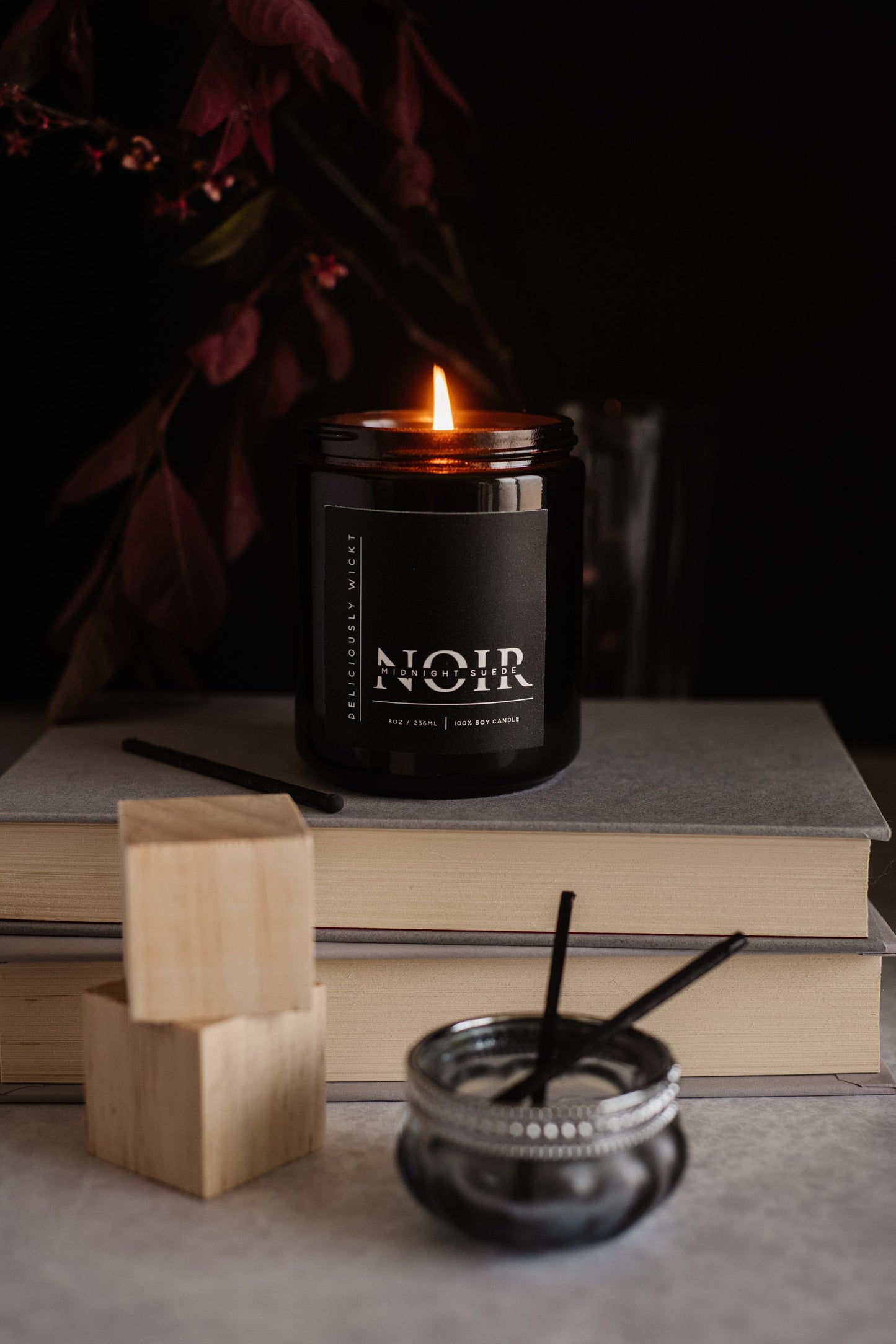Midnight Suede - 8oz Scented Soy Candle NOIR