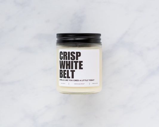 Crisp White Belt - Jiujitsu Themed 8oz Scented Soy Candle Vegan