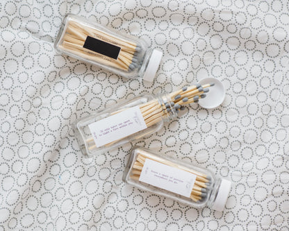 3 Pack - Long Stick Matches in Apothecary Glass Bottle Home Decor Wedding Favor White Accessories Lifestyle Candle Matches eco friendly gift