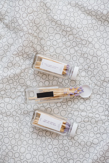 3 Pack - Long Stick Matches in Apothecary Glass Bottle Home Decor Wedding Favor White Accessories Lifestyle Candle Matches eco friendly gift